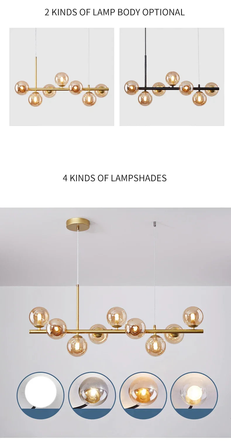 DecorBites™ Glass Ball Ceiling Chandelier for Home Lighting