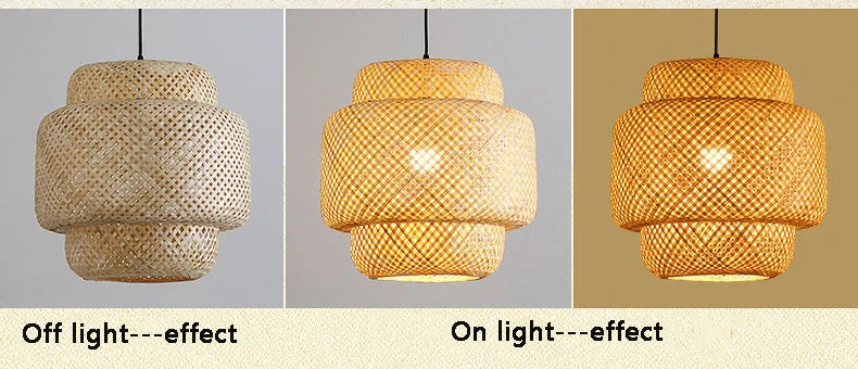 DecorBites™ Hand-Woven Bamboo Pendant Light Chandelier