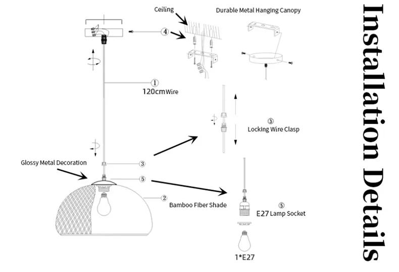 DecorBites™ Hand-Woven Bamboo Pendant Light Chandelier
