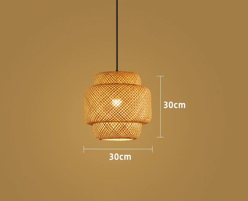 DecorBites™ Hand-Woven Bamboo Pendant Light Chandelier