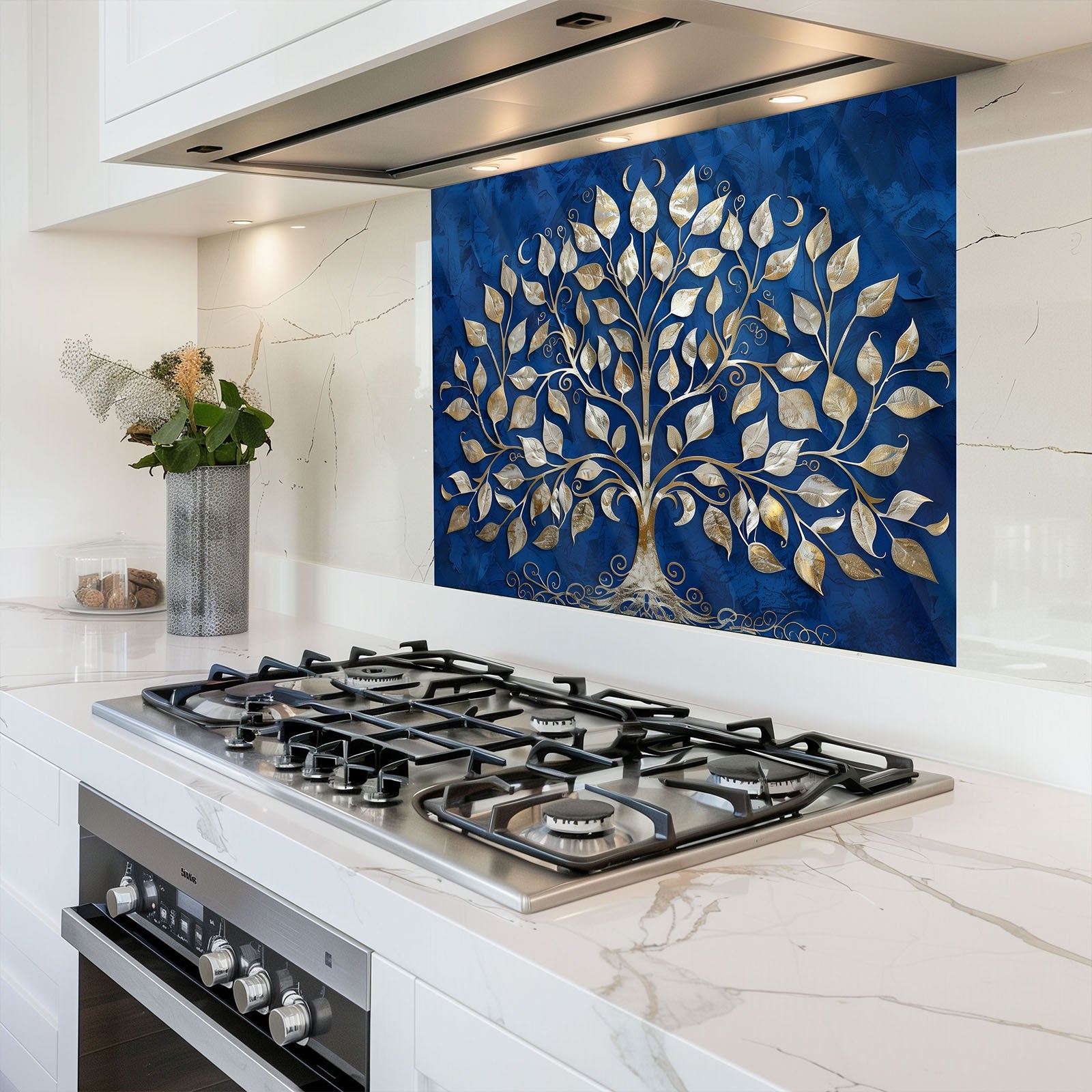 Golden Midnight Tempered Glass Backsplash – Kitchen Backsplash for Stove