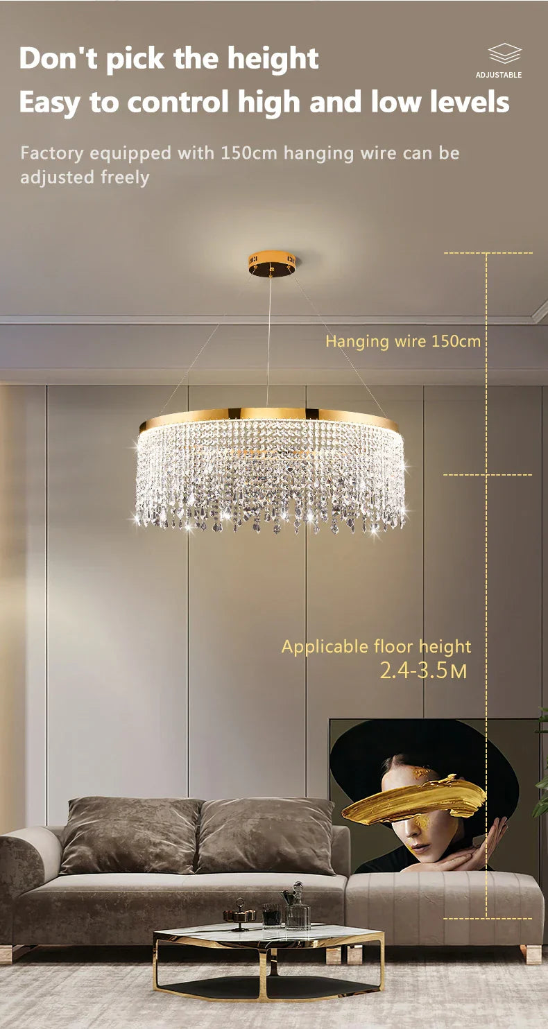 DecorBites™ Luxury Crystal Chandelier Pendant Light Fixture
