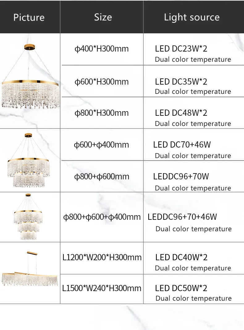 DecorBites™ Luxury Crystal Chandelier Pendant Light Fixture