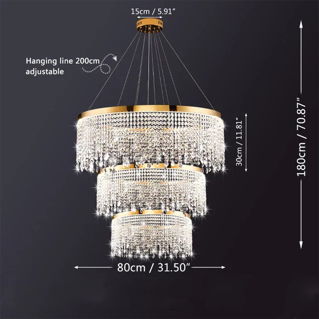 DecorBites™ Luxury Crystal Chandelier Pendant Light Fixture