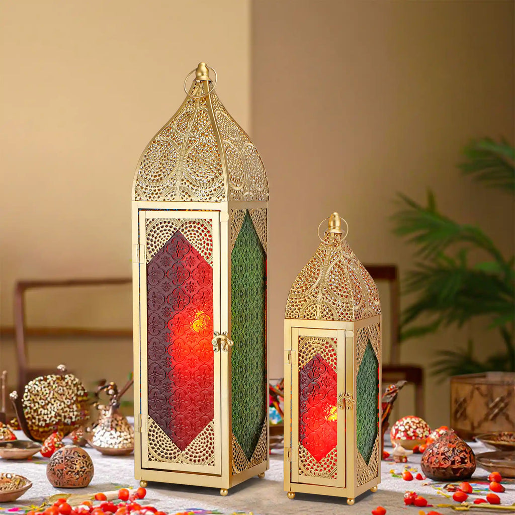 Set of 2 Moroccan Candle Lanterns Candle Holder