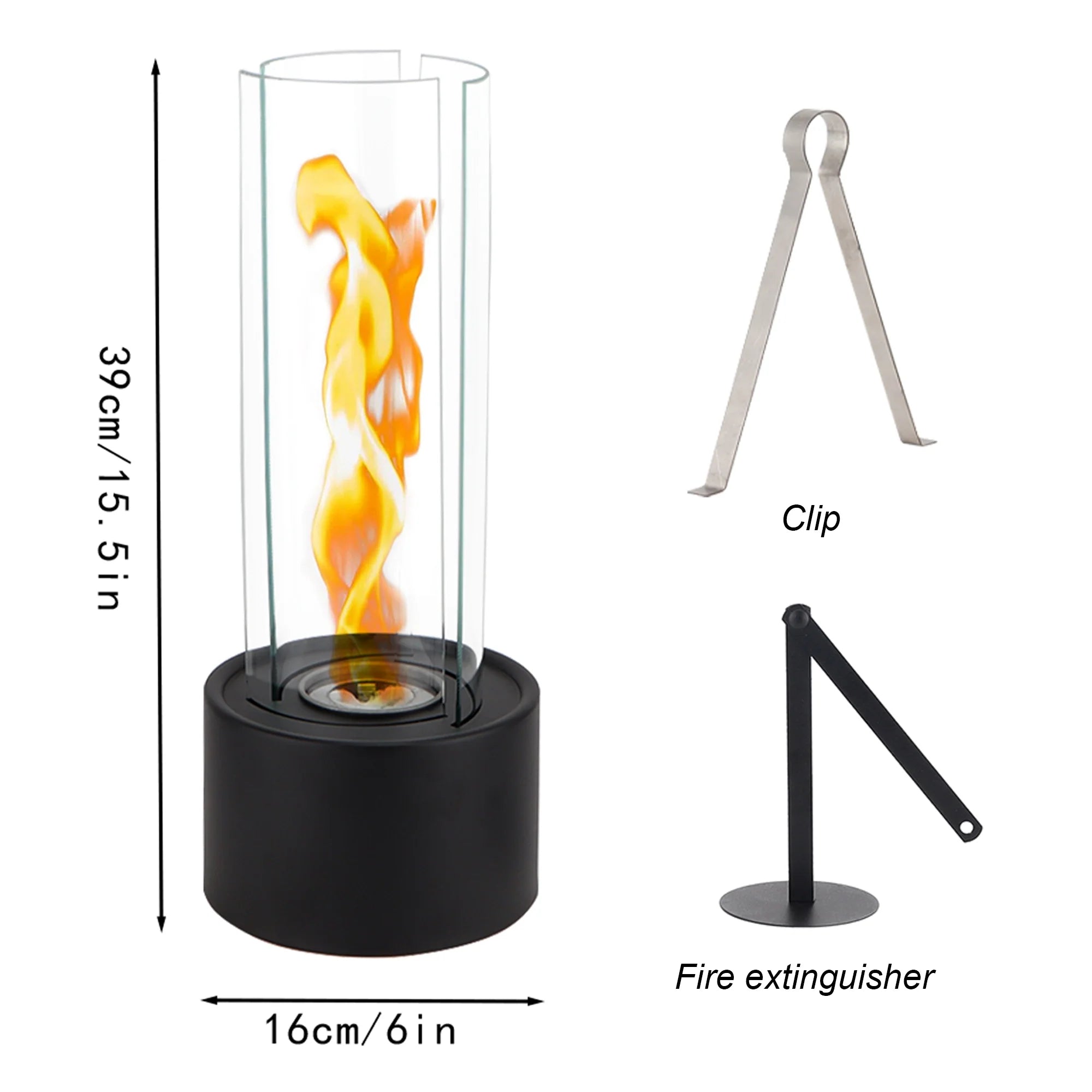 Cylindrical Bioethanol Vented-Free Fireplace