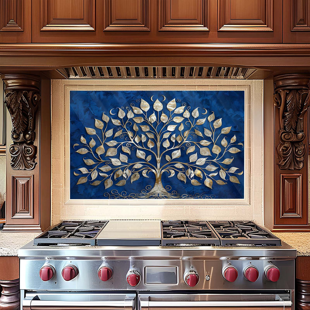 Golden Midnight Tempered Glass Backsplash – Kitchen Backsplash for Stove