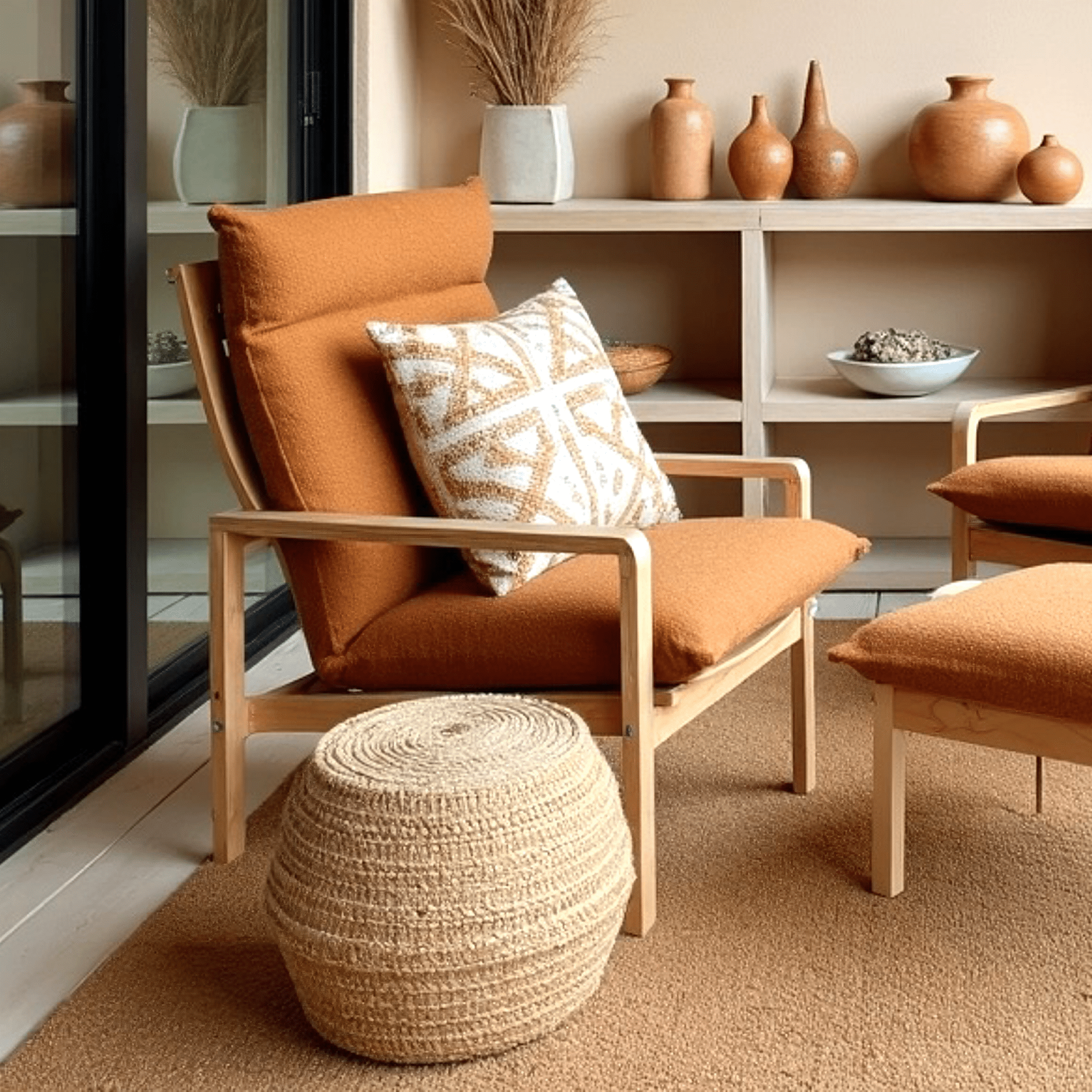 Boucle Sherpa Cinnamon Chair and Footstool Covers, Compatible with IKEA Poang