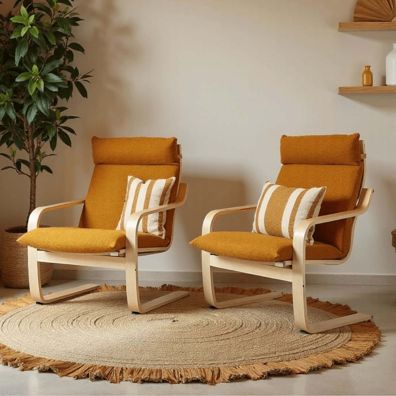 Boucle Sherpa Cinnamon Chair and Footstool Covers, Compatible with IKEA Poang