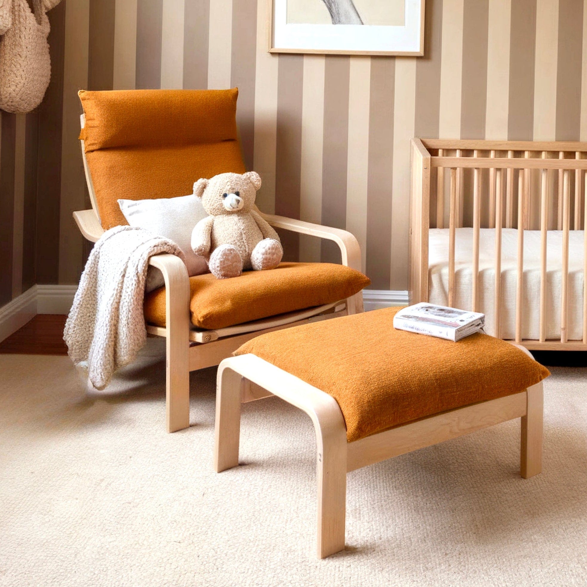 Boucle Sherpa Cinnamon Chair and Footstool Covers, Compatible with IKEA Poang