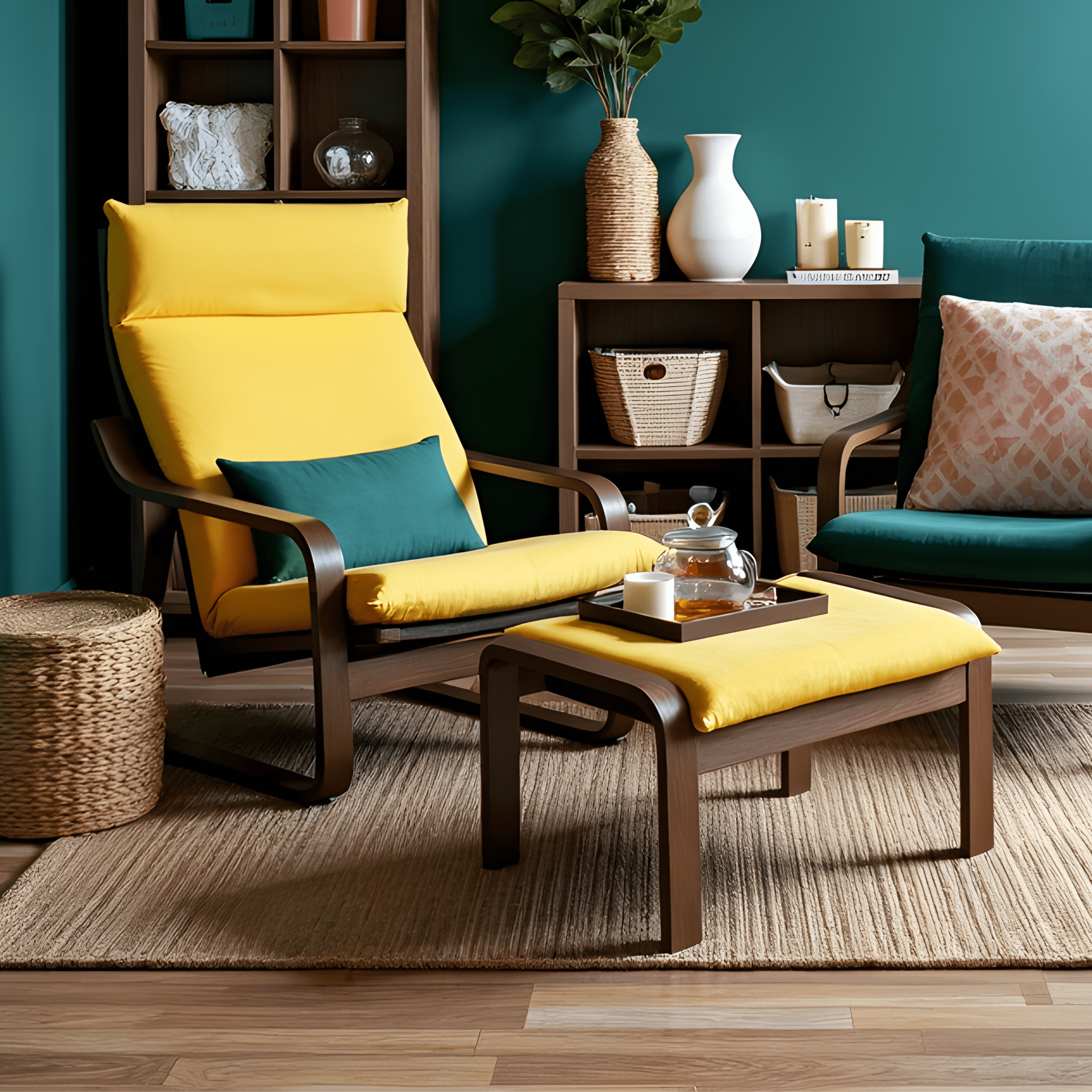 Bright Yellow Chair and Ottoman Covers, Compatible with IKEA Poang