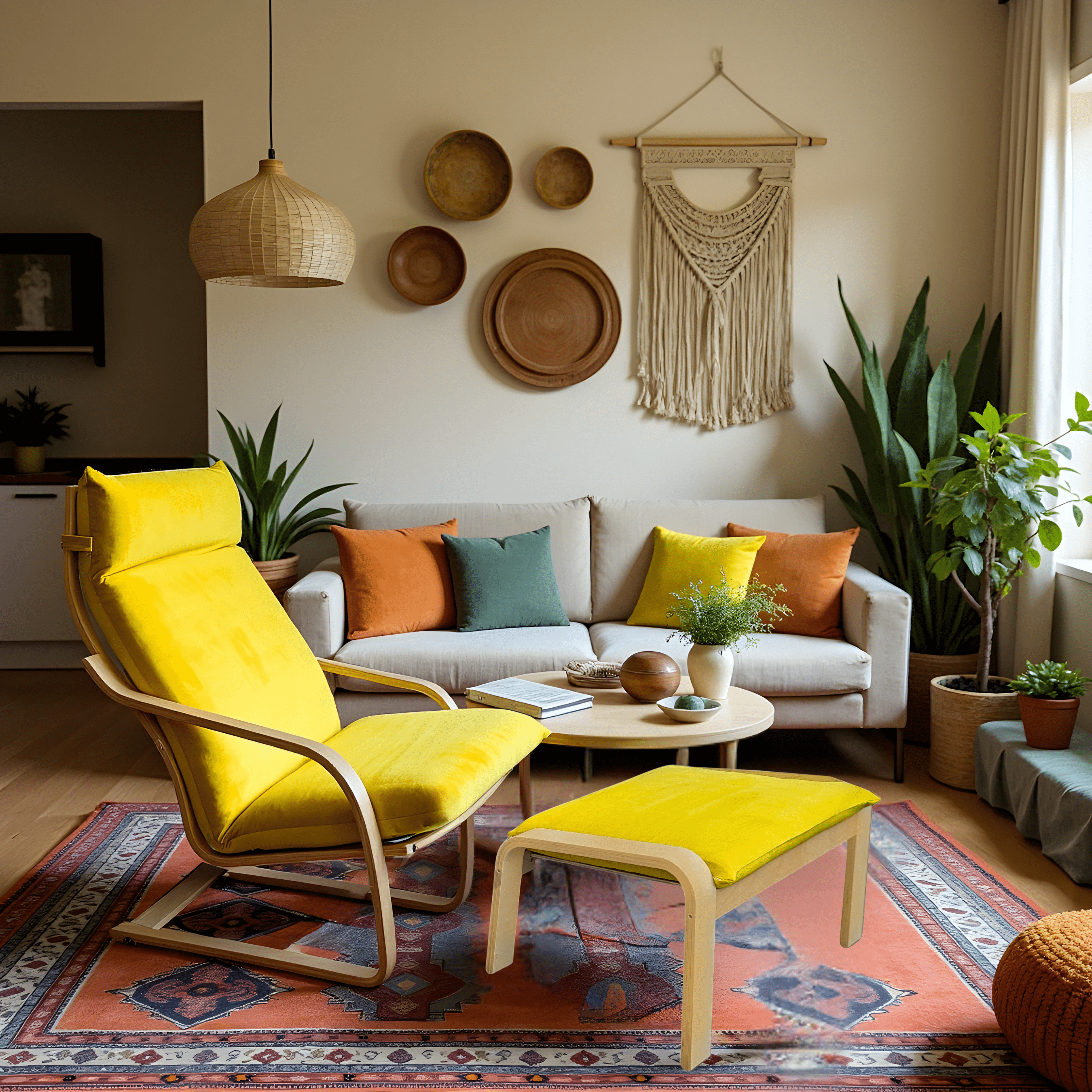 Bright Yellow Chair and Ottoman Covers, Compatible with IKEA Poang