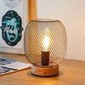 7.5''H Touch Adjustable Table Lamp(Wooden Base,Bronze round)