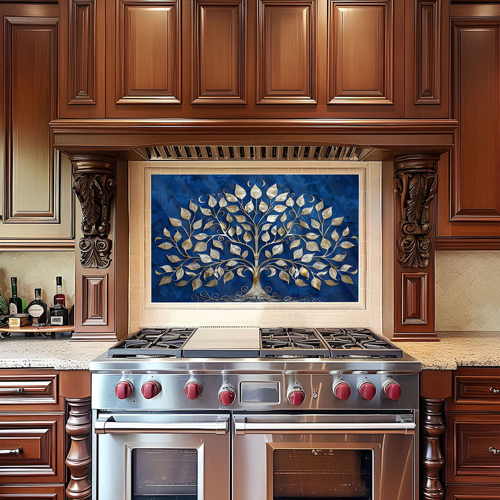 Golden Midnight Tempered Glass Backsplash – Kitchen Backsplash for Stove