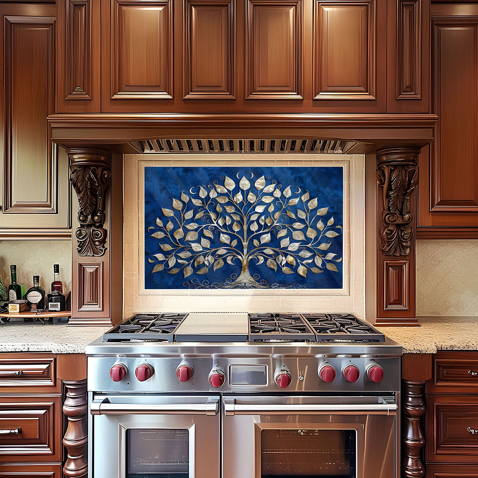 Golden Midnight Tempered Glass Backsplash – Kitchen Backsplash for Stove