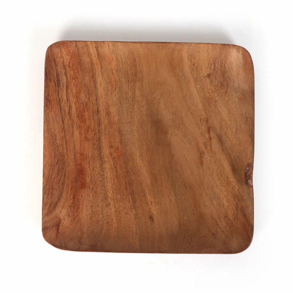 Tressa Acacia Wood Square Plates (Set of 3)
